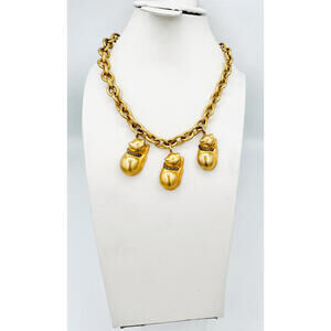 Rare Judith Jack curb gold clad chain and 3 sleeping cats with silver marcasite